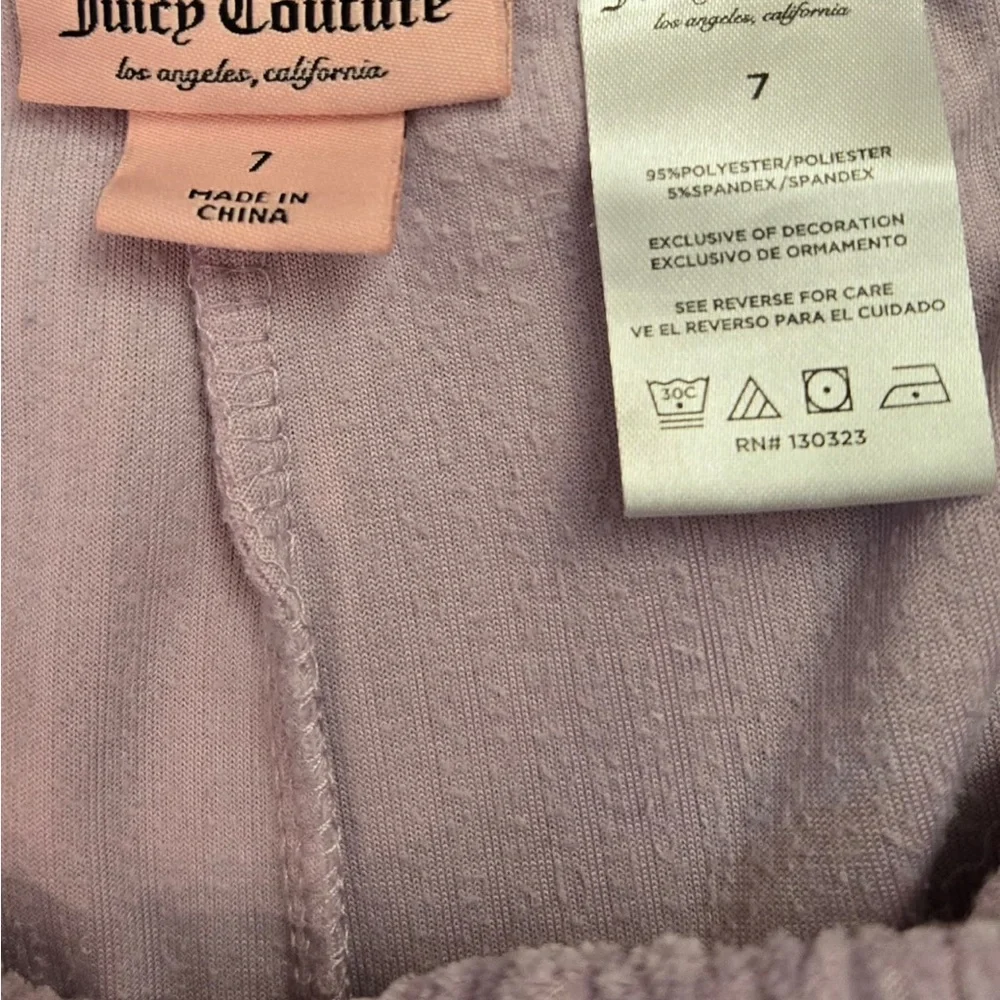 Juicy Couture Girls Soft Ribbed Pants / Leggings Sz 7 Lavender Y2K Style Casual